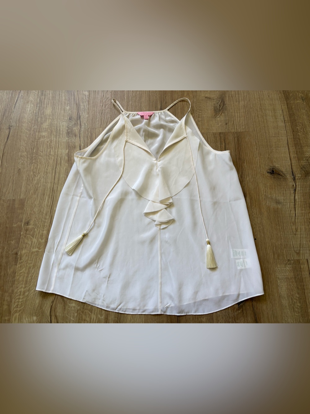 Lilly Pulitzer Cream Ruffle Tassel Camisole 100% silk